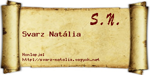 Svarz Natália névjegykártya